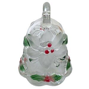 Mikasa Glass Bell Christmas Poinsettias and Holly Holiday Bloom
